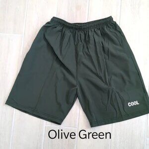 Athletic drawstring shorts with zipper pockets in OLIVE GREEN color youth sizes